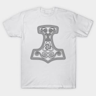 Thor hammer - Mjöllnir - black neon T-Shirt